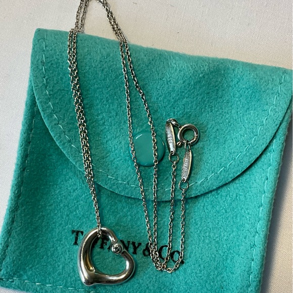 Tiffany & Co Elsa Peretti Open Heart Pendant Aquamarine 16" - Picture 3 of 11